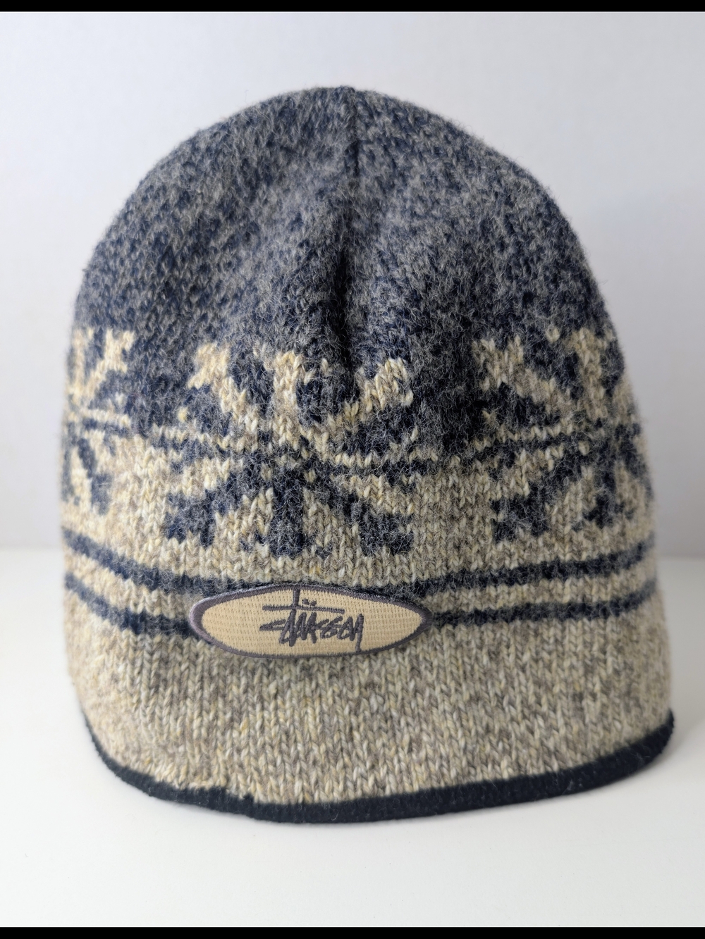 Stussy Vintage 90's Fair Isle Snowflake Knit Beanie Hat